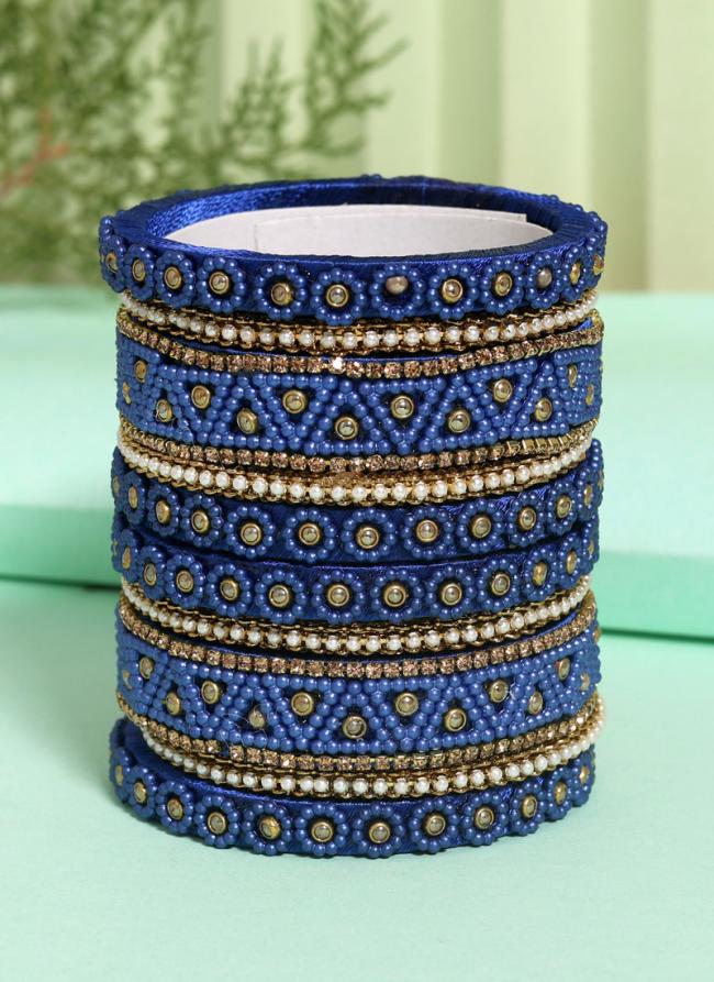   Wedding Wear  Blue Color Thread Bangle Set:-2.4,2.6,2.8